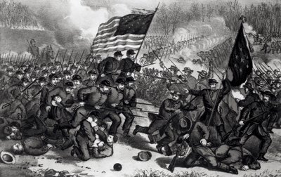 La seconda battaglia di Bull Run, combattuta il 29 agosto 1862, pub. da Currier e Ives da American School